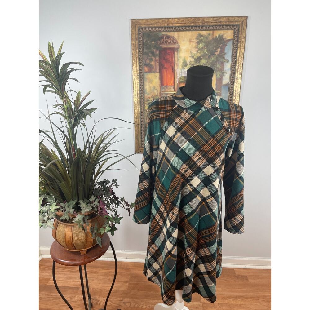 Jessica Howard Dress Womens Medium Multi Plaid Long Sleeve Mod Retro Preppy